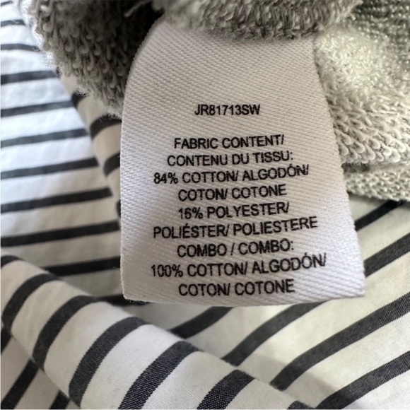 Derek Lam 10 Crosby Dark Gray Raglan Sweatshirt w/striped shirt-tail | Size Med - Picture 10 of 10